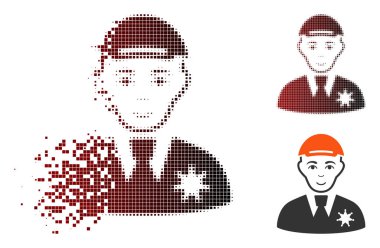 Yüz ile ayrıştırılmış Pixelated yarı ton polis Şerif simgesi