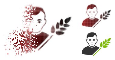 Yüz ile toz nokta yarı ton buğday çiftçi simgesi