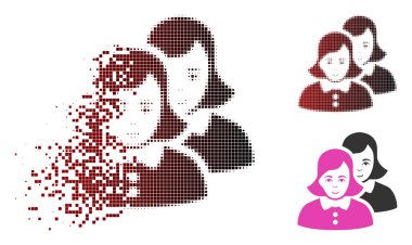 Yüz tahribe nokta yarı ton kadın simgesiyle