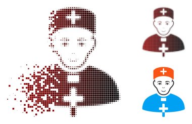 Yüz ile noktalı yarım ton Rahip Doktor simgesi çözünmüş