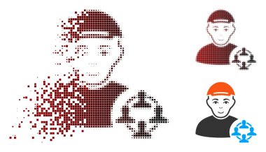 Yüz ile kırık nokta yarı ton Sosyal Networker simgesi