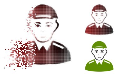 Yüz ile hasarlı nokta yarı ton asker simgesi