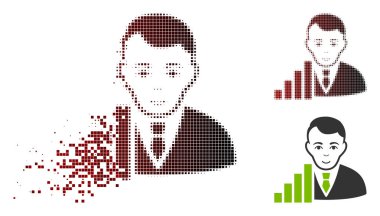 Yüz ile parçalanmış nokta yarı ton stok tüccar simgesi