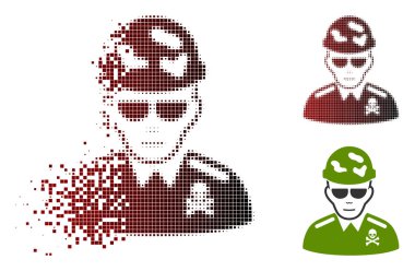 Yüz ile parçalanmış nokta yarı ton Swat asker simgesi