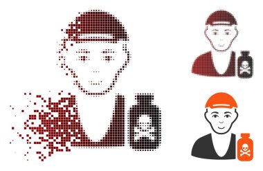 Piksel yarı ton toksik satıcı simge yüzü ile çözünmüş