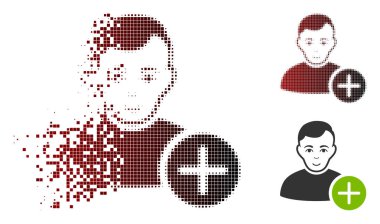 Hasarlı Pixelated yarı ton Kullanıcı eklemek yüz simgesi