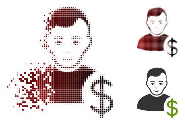 Noktalı yarım ton Kullanıcı dolar simgesi yüz ile rendelenmiş