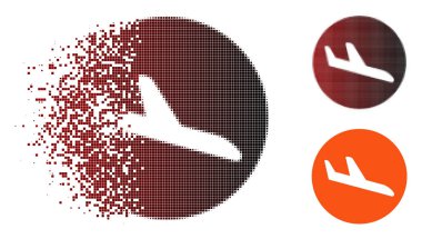 Rendelenmiş Pixelated yarı ton tehlikeli iniş uçak simgesi