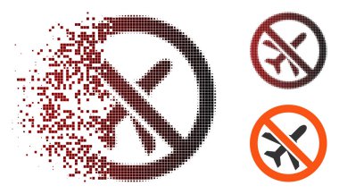 Uçak simgesi yasak kırık piksel noktalı resim