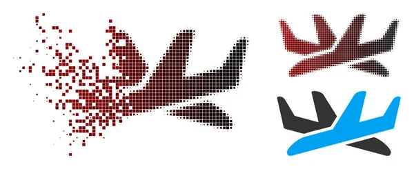 Pixel fracturado Halftone Crossing Aviones Icono — Vector de stock