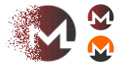 Pixelated yarı ton Monero para birimi simgesi dağılmakta