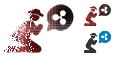 Rendelenmiş piksel yarı ton kişi dalgalanma simgesi için dua