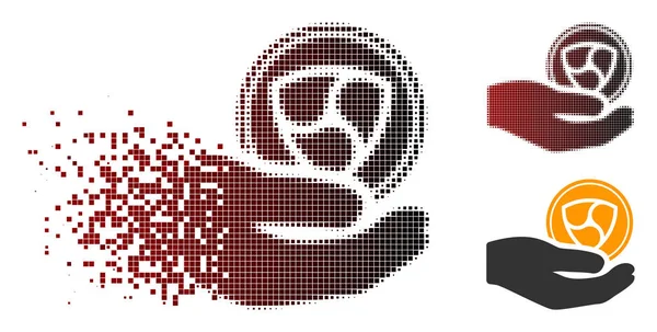 Polvo Pixelated Halftone NO Donación icono de la mano — Vector de stock