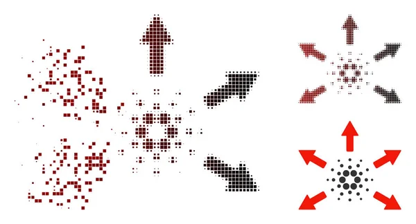 Dissolver Pixelated Halftone Cardano Spend Setas Ícone —  Vetores de Stock