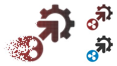 Kırık Pixelated yarı ton dalgalanma tümleştirme Cog simgesi