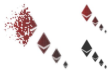 Harcanmış Pixelated noktalı resim Ethereum kristal Defaltion simgesi