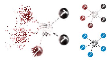 Ağ simgesini madencilik Pixelated yarı ton Iota dağılmakta
