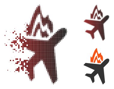 Pixelated yarı ton uçak yangın simgesi zarar