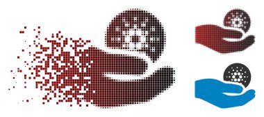 Hareketli Pixelated yarı ton Cardano ödeme el simgesi