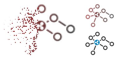 Kırık Pixelated yarı ton dalgalanma Ağ düğümleri simgesini