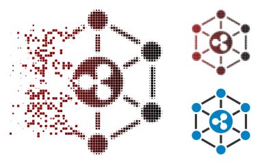 Çözünmüş Pixelated yarı ton dalgalanma ağ simgesini