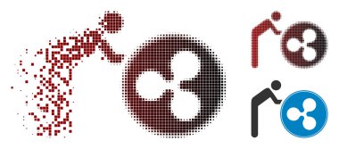 Parçalanmış Pixelated yarı ton kişi dalgalanma sikke simge haddeleme