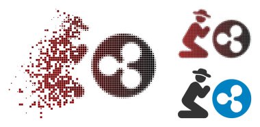 Harcanmış piksel yarı ton beyefendi dua dalgalanma sikke simge