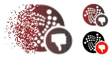 Piksel yarı ton Iota başparmak simgesi aşağı kırık