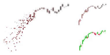 Kırık nokta yarı ton şamdan grafiği büyüme yavaşlama simgesi