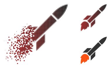 Rendelenmiş noktalı yarım ton füze uçuş simgesi