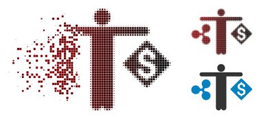 Pixelated yarı ton kişi Karşılaştır dalgalanma dolar simgesi eriterek