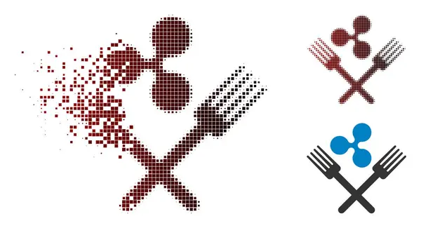 Icono de horquillas de media ondulación de píxel fracturado — Vector de stock