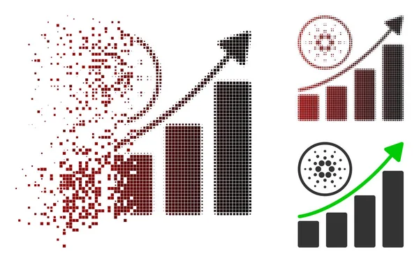 Eloszlik Pixel félárnyék Cardano növekedési Chart ikon fel — Stock Vector