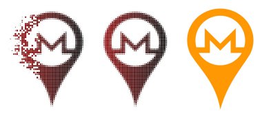 Rendelenmiş piksel yarı ton Monero harita işaretçi simgesi