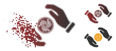 Hasarlı nokta yarı ton Iota sikke bakım el simgesi