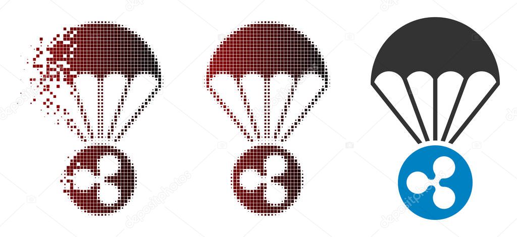 Dust Pixelated Halftone Ripple Parachute Icon