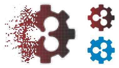 Rendelenmiş noktalı yarım ton dalgalanma dişli simgesini