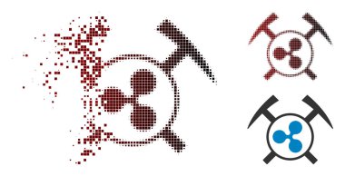 Hasarlı piksel yarı ton dalgalanma çekiç simgesi madencilik