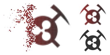 Nokta yarı ton dalgalanma çekiç simgesi madencilik dağılmakta