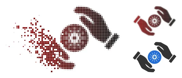 Vernachelde Dot Halftone Cardano zorg handen pictogram — Stockvector