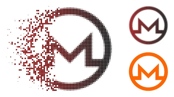 Feloldja a Pixelated félárnyék Monero szimbólum ikon — Stock Vector