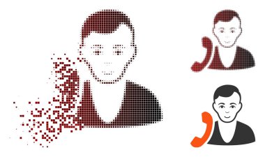 Yüz ile hasarlı piksel yarı ton resepsiyonist simgesi