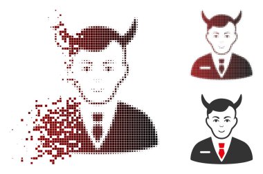 Yüz ile parçalanmış nokta yarı ton şeytan simgesi