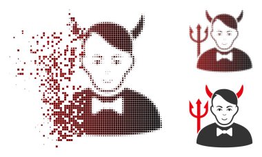 Yüz ile çözünmüş Pixelated yarı ton şeytan simgesi