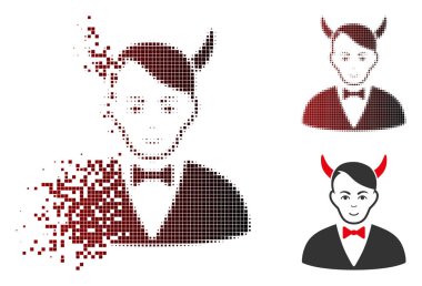 Noktalı yarım ton şeytan simgesi yüz ile rendelenmiş