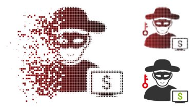 Pixelated yarı ton bilgisayar hırsız simgesini eriterek