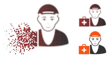Ayrıştırılmış Pixelated noktalı resim ilk yardım adam simgesi