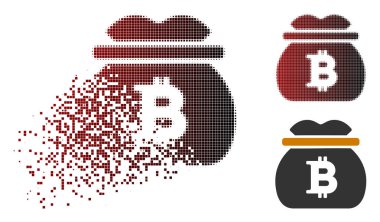 Kaybolan noktalı yarım ton Bitcoin para çantası simgesini