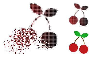 Çürümüş piksel yarı ton kiraz simgesi