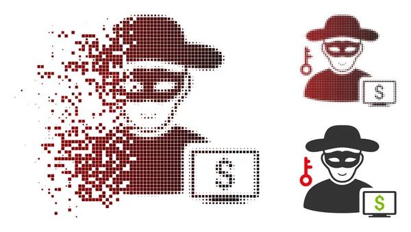 Pixelated yarı ton bilgisayar hırsız simgesini eriterek